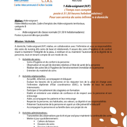 LE CIAS RECRUTE UN(E) AIDE SOIGNANT(E)